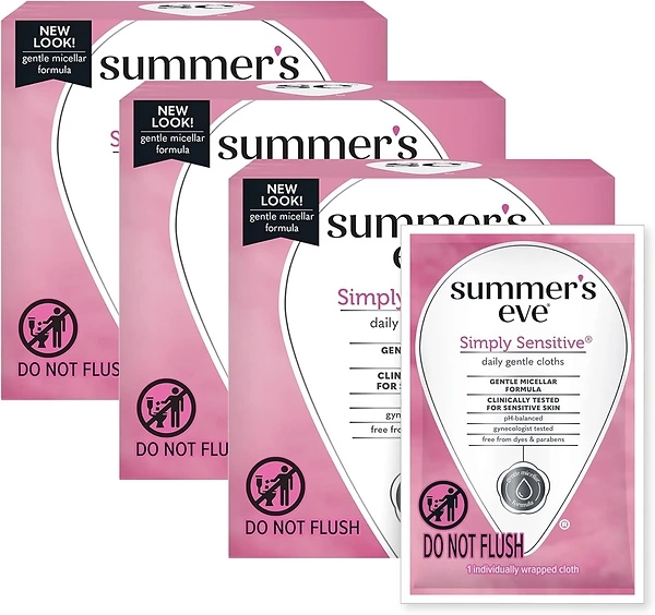 Summer's Eve Feminine Cleansing Wipes, Simply Sensitive, 16 Count, 3 Pack