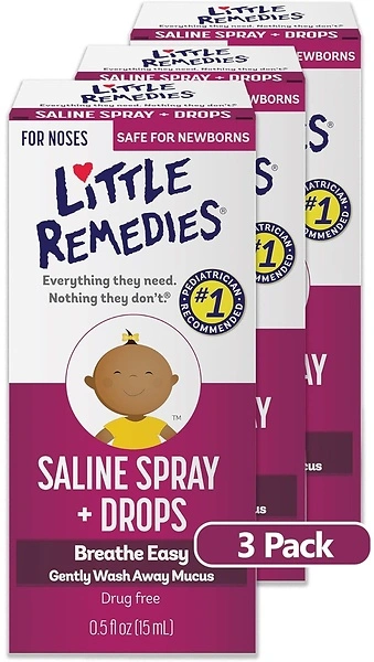 Little Remedies Saline Nasal Spray and Saline Drops for Baby, 0.5 Fl Oz, 3 Pack