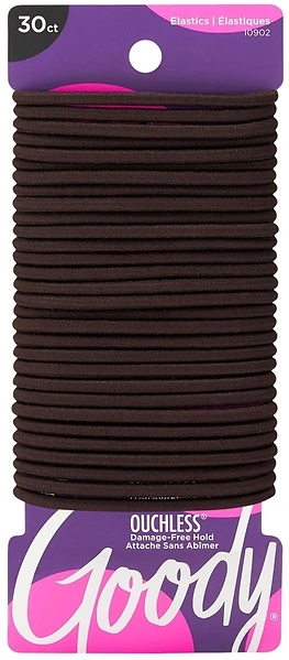 Goody Ouchless Hair Elastics, No Pull, Tangle-Free Hold, 30 Count, Brown