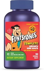 Flintstones Complete Chewable Kids Vitamins, Multivitamin for Kids ages 2+, With Iron, Calcium, Vitamin D and Vitamin C, Fruit Flavors, 180 count (Pac...
