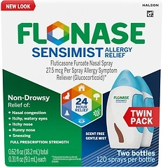 Flonase Sensimist Allergy Relief Nasal Spray, Non-Drowsy, 120 Sprays, 2 Pack