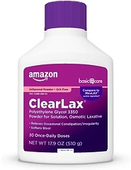 Amazon Basic Care ClearLax, Polyethylene Glycol 3350 Powder, 1.11 lb
