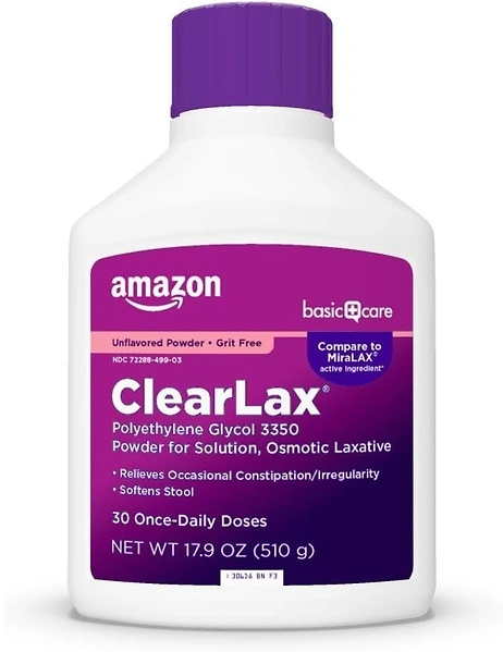 Amazon Basic Care ClearLax, Polyethylene Glycol 3350 Powder, 1.11 lb