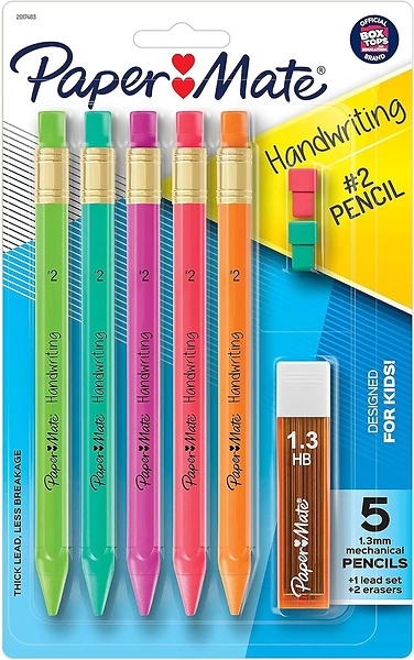 Paper Mate Handwriting Triangular Mechanical Pencil Set with Lead & Eraser Refills, 1.3mm, School Supplies, Office Supplies, Sketching Pencils, Drafti...