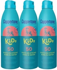 Coppertone Kids Sunscreen Spray SPF 50, Water Resistant Spray Sunscreen for Kids, Pediatrician Recommended Sunscreen Brand, Bulk Sunscreen SPF 50, 5.5...
