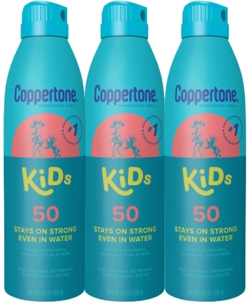 Coppertone Kids Sunscreen Spray SPF 50, Water Resistant Spray Sunscreen for Kids, Pediatrician Recommended Sunscreen Brand, Bulk Sunscreen SPF 50, 5.5...