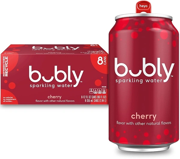 bubly Sparkling Water, Cherry, Zero Sugar & Zero Calories, 12 Fl Oz, 8 Cans