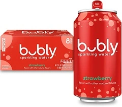 bubly Sparkling Water, Strawberry, Zero Sugar & Zero Calories, 12 Fl Oz, 8 Pack
