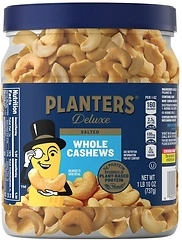 PLANTERS Whole Cashews, Sea Salt, Resealable Jar, Party Snacks, Plant-Based Protein, Quick Snack for Adults, After School Snack, Salted Cashew, Kosher...