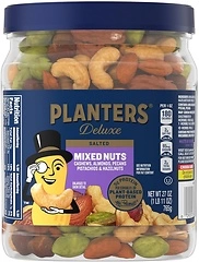 PLANTERS Deluxe Mixed Nuts, Cashews, Almonds, Pecans, Pistachios, Hazelnuts, Roasted with Sea Salt, Party Snacks, Plant-Based Protein, Quick Snack for...