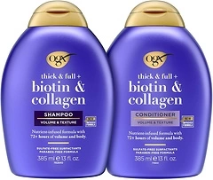 OGX Thick & Full Biotin & Collagen Shampoo & Conditioner Set, 13 Fl Oz (Pack of 2)