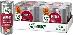 V8 +Energy Strawberry Banana Juice Energy Drink, 8 fl oz Can (24 Pack)