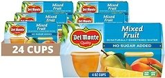 Del Monte Mixed Fruit Snack Cups in Water, No Sugar Added, 4 Ounce - 4 Count (Pack of 6)
