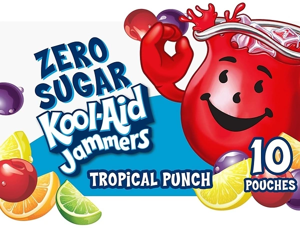 Kool-Aid Jammers Tropical Punch Zero Sugar Kids Soft Drink, 10 ct Box, 6 fl oz