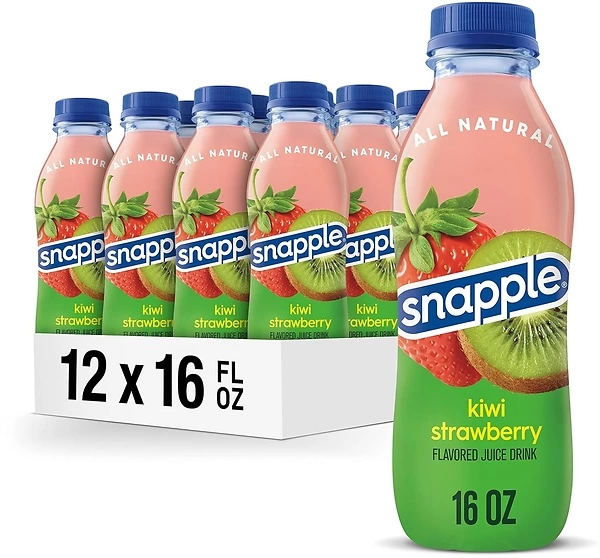 Snapple Kiwi Strawberry Juice Drink, 16 Fl Oz, Pack of 12, All Natural