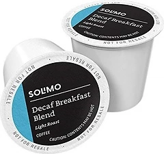 Solimo Decaf Light Roast Coffee Pods, Breakfast Blend, 100 Count