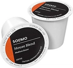 Solimo Medium Dark Roast Coffee Pods, House Blend, Keurig 2.0 Compatible, 100 Count
