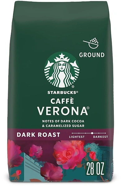 Starbucks Ground Coffee, Dark Roast Coffee, Caffe Verona, 100 Arabica, 1 bag (28 oz)
