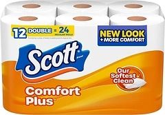 Scott ComfortPlus Toilet Paper, 12 Double Rolls, 231 Sheets per Roll
