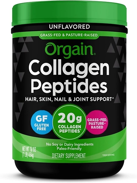 Orgain Collagen Peptides Powder, Unflavored, Hair, Skin, Nails, Joints, 20g, 1lb