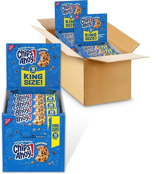 CHIPS AHOY! Original Chocolate Chip Cookies, 16 King Size Snack Packs (2 Boxes)