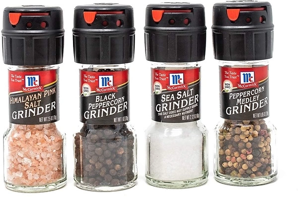 McCormick Salt & Pepper Grinder Set, Himalayan Pink Salt, Sea Salt, Peppercorn