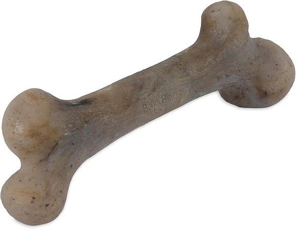 Pet Qwerks Dinosaur BarkBone - Nylon Dog Bone for Tough Chewers -Real Bacon Flavor