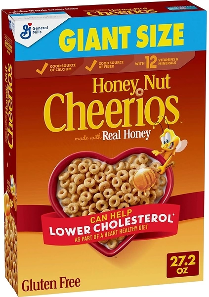Honey Nut Cheerios Cereal, Happy Heart Shapes, Whole Grain Oats, 27.2 oz
