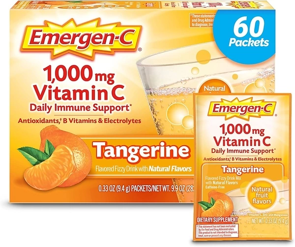 Emergen-C 1000mg Vitamin C Powder, Antioxidants, B Vitamins, 60 Count