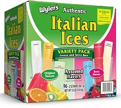 Wyler's Authentic Italian Ice, Fat Free Freezer Bars, Assorted Flavors, 96ct