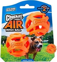 Chuckit Air Fetch Ball Dog Toy, Medium (2.5 Inch Diameter), 2 Pack