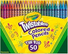 Crayola Twistables Colored Pencil Set, 50ct, No Sharpen, Kids Art Supplies, 4+