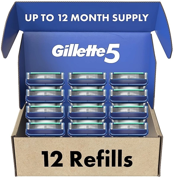 Gillette5 Mens Razor Blade Refills, 12 Count, Lubrastrip for a More Comfortable Shave