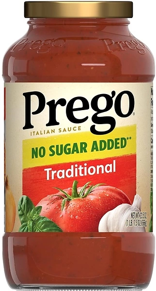 Prego Traditional No Sugar Added Pasta Sauce, 23.5 Oz Jar