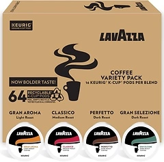 Lavazza Coffee K-Cup Pods Variety Pack for Keurig Brewers, 64 Count, Notes:Fruits, Flowers, Chocolate