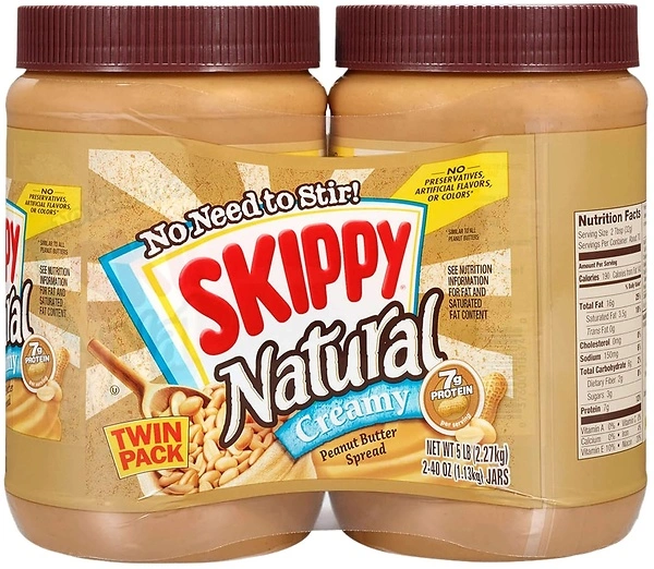 SKIPPY Natural Creamy Peanut Butter Spread Twin Pack 2-Pack, 5 LB