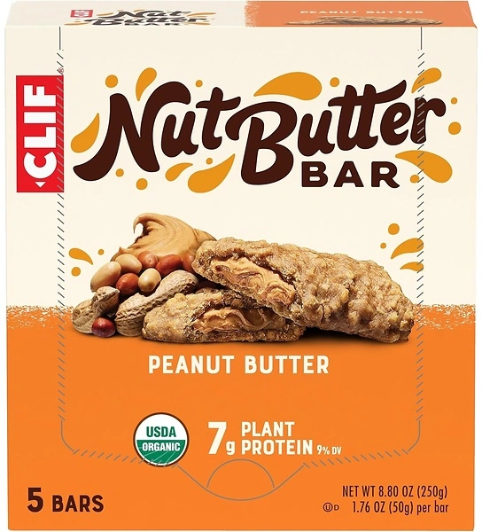 CLIF Nut Butter Bar - Peanut Butter, Energy Bars, Non-GMO, USDA Organic, 5 Pack