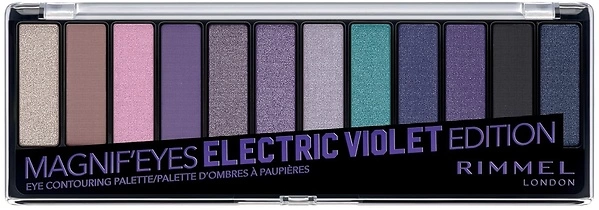 Rimmel London Magnif'Eyes Eyeshadow Palette, 12 Shades, Electric Violet