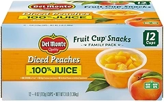 DEL MONTE Diced Peaches FRUIT CUP Snacks in 100 Fruit Juice, 12 Pack, 4 oz