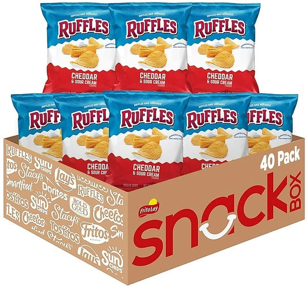 Ruffles Potato Chips, Cheddar Sour Cream, 1oz (40 Count)