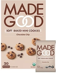 MadeGood Soft Baked Chocolate Chip Mini Cookies, Gluten Free, 30 Count