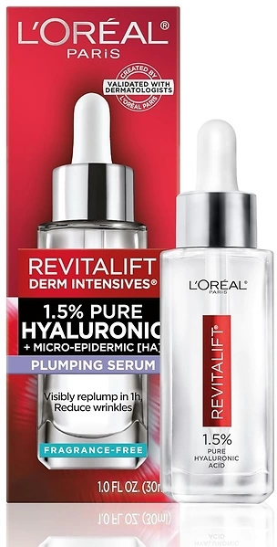 L'Oreal Paris Revitalift 1.5 Pure Hyaluronic Acid Face Serum, Hydrate & Reduce Wrinkles, Fragrance Free 1 oz