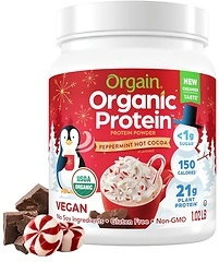 Orgain Organic Vegan Protein Powder, Peppermint Hot Cocoa, 21g Protein, 1.02 lb