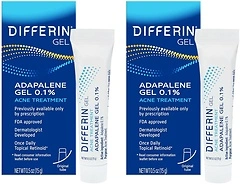 Differin Acne Treatment Gel, 0.1% Adapalene, 15g Tube, 2 Pack