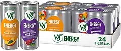 V8 +Energy Pomegranate Blueberry and Peach Mango Juice, 8 fl oz Can, 24 Pack