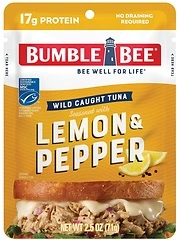 Bumble Bee Lemon & Pepper Seasoned Tuna, 2.5 oz Pouch, Wild Caught, 17g Protein