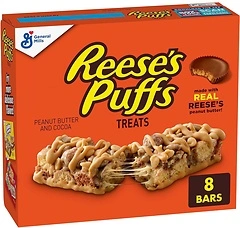 Reese's Puffs Breakfast Cereal Treat Bars, Peanut Butter & Cocoa, 8 ct