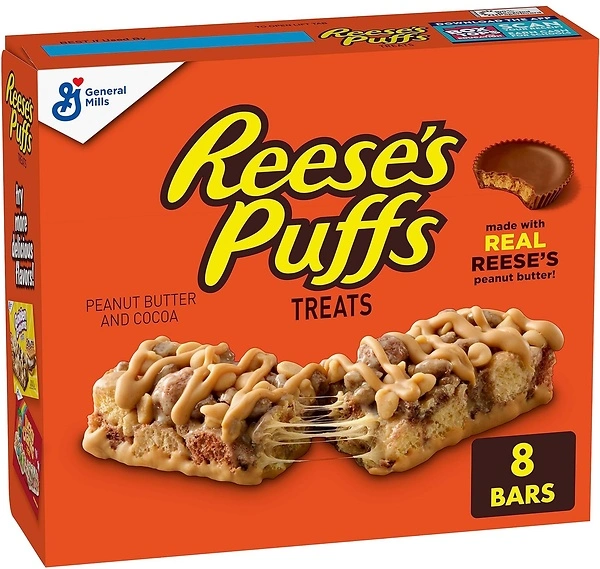 Reese's Puffs Breakfast Cereal Treat Bars, Peanut Butter & Cocoa, 8 ct