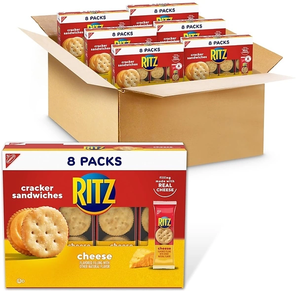 RITZ Cheese Sandwich Crackers, 48 Snack Packs (6 Boxes, 6 Crackers Each)