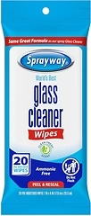 Sprayway SW199R Ammonia-Free Glass Cleaner Wipes, Fresh Scent, 20 Count